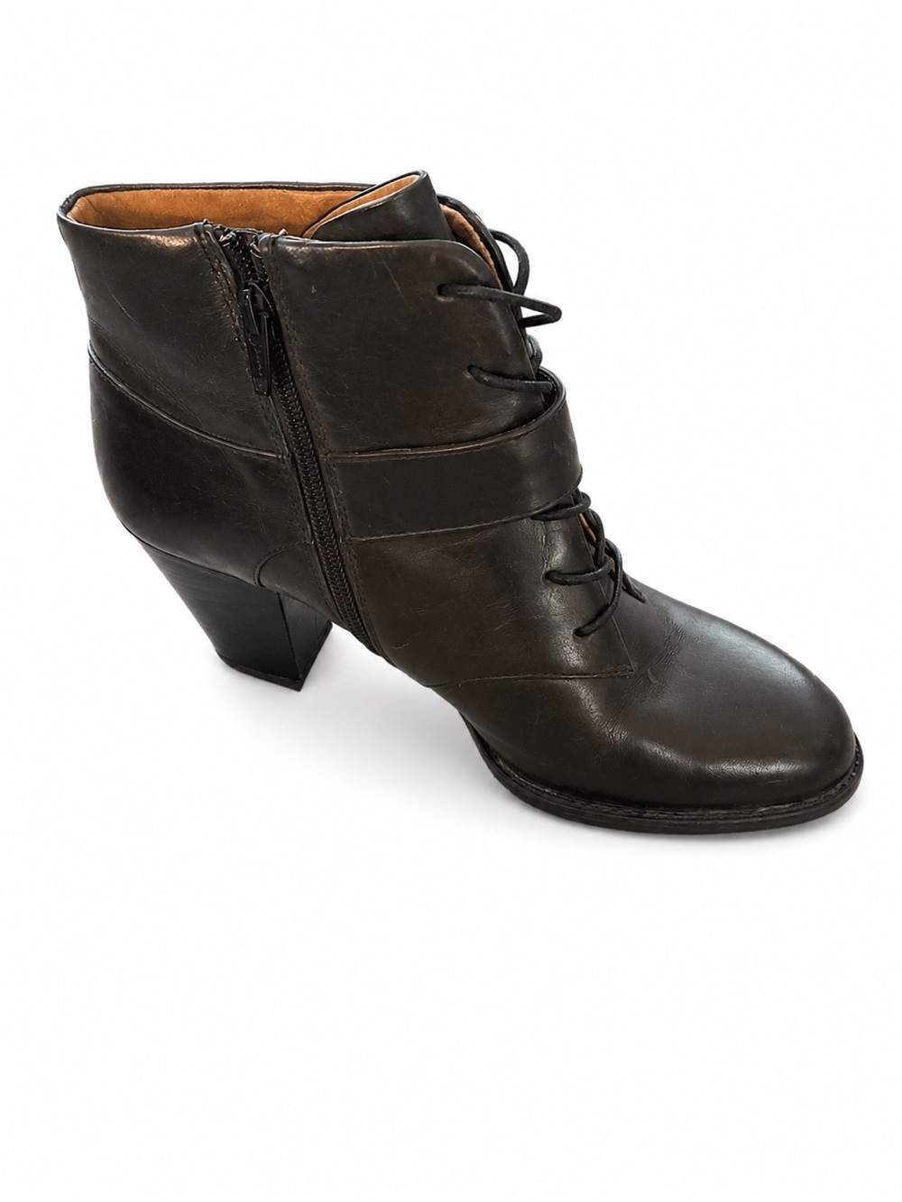 Sofft Wendy Leather Ankle Boots – Women’s Size 8M – Black Lace-Up Booties